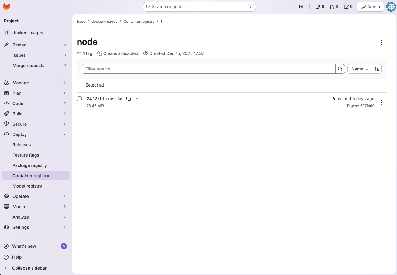 GitLab Container Registry after successful push